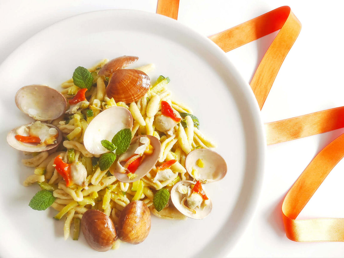 Cavatelli con fasolari e zucchine julienne