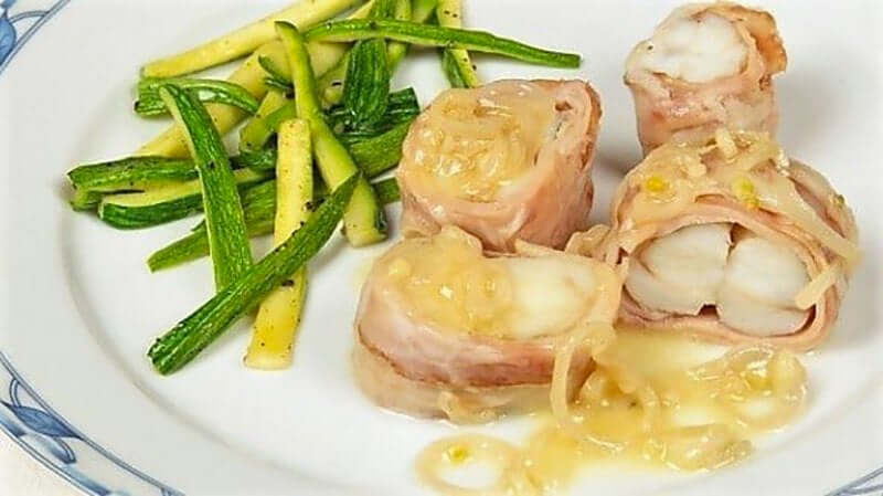 Rana pescatrice in umido con zucchine