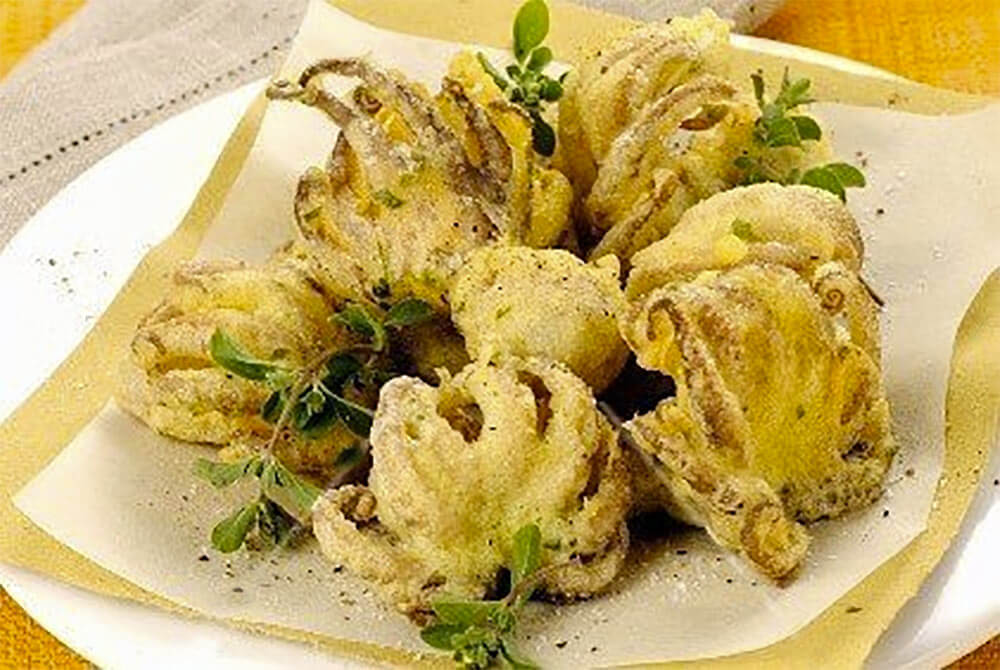 Moscardini fritti al profumo d'alloro