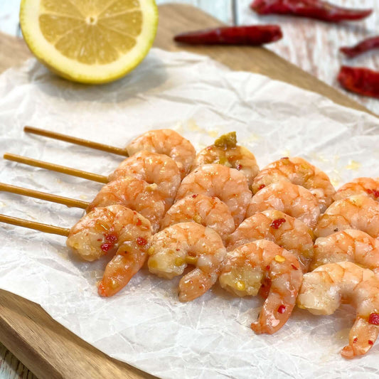 Spiedini di mazzancolle peperoncino e limone