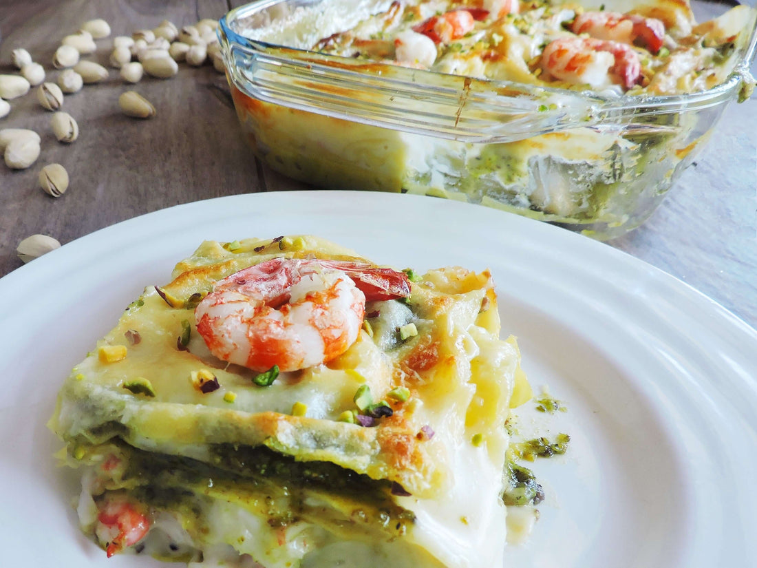 Lasagne alle mazzancolle e pesto di pistacchi