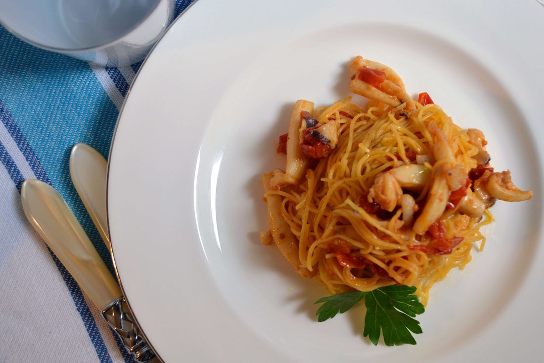 Tagliolini con seppie e pomodorini