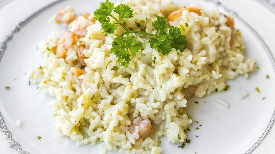 Risotto in bianco con canocchie