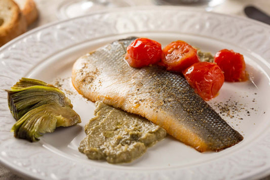 Branzino con crema di carciofi